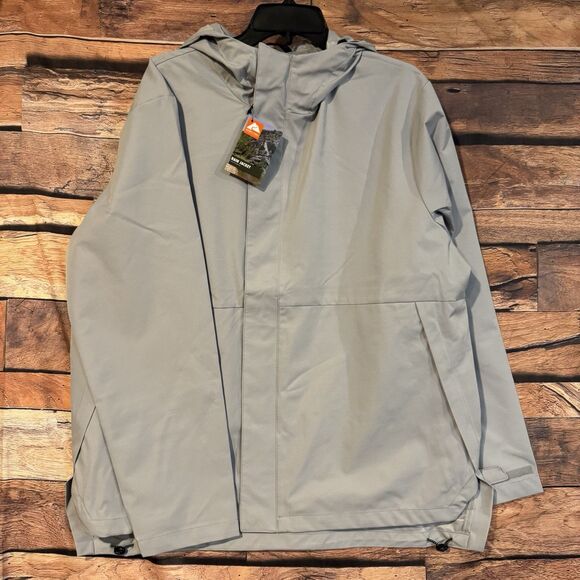 Ozark Trail Rain Jacket XL Men's Grey Water Wind Resistant Hooded Pockets Vented - Picture 1 of 9